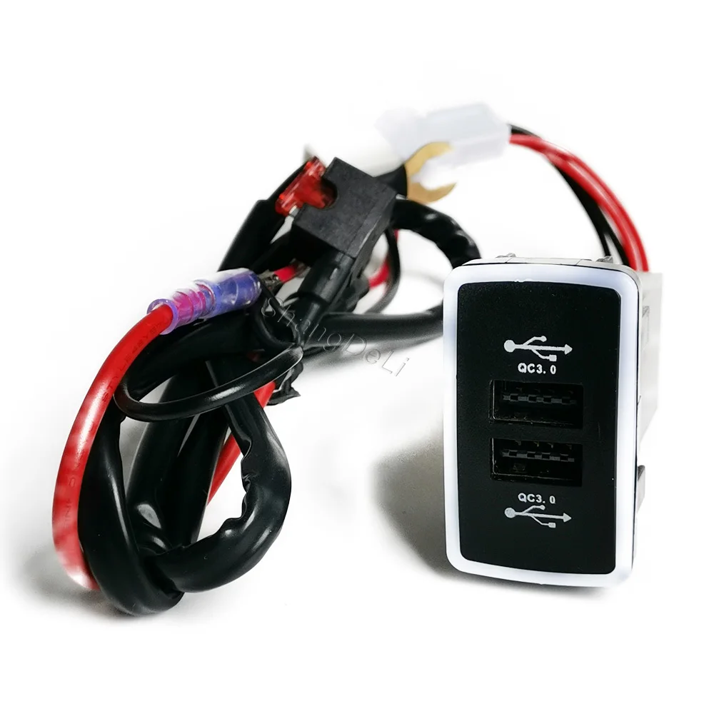 Car Dual Charger Socket Blue LED Light USB QC3.0 Phone Charging Outlet Adapter Fit For Honda HRV VEZEL 2008-2013 view 6