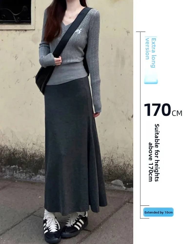 

Удлиненная юбка-карандаш с высокой талией и эффектом утяжки, А-силуэт, для женщин, осень-зима, модная, для офиса и повседневной носки