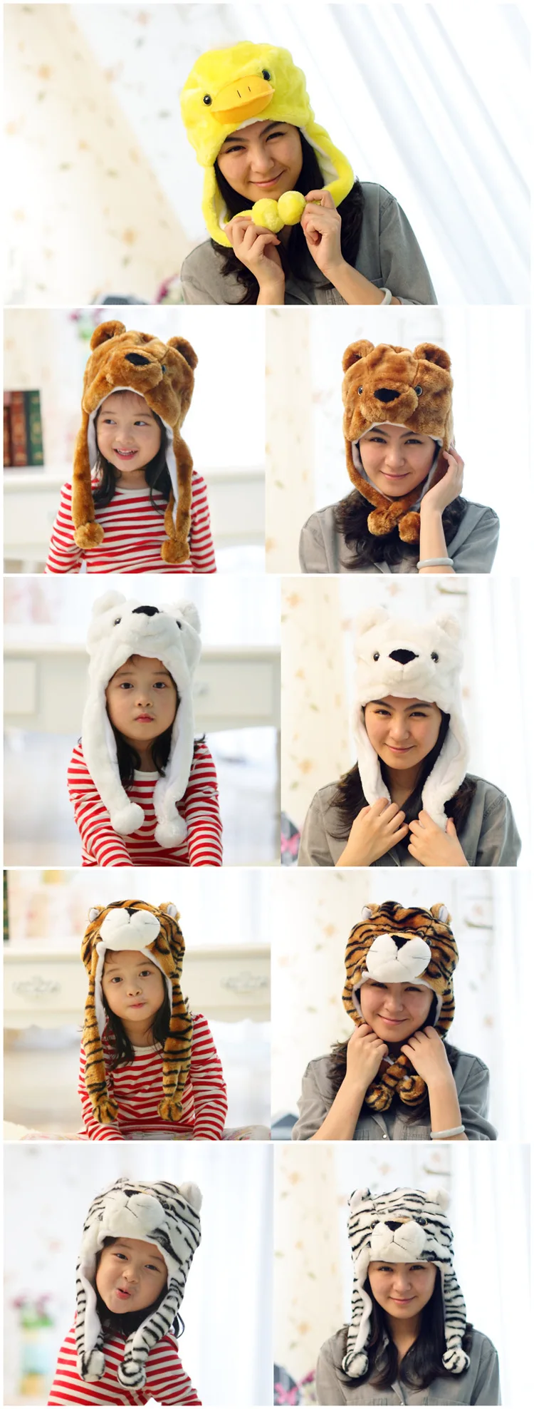 Plüsch Spaß Tierhüte One Size Cap Polyester mit Fleece Futter für Männer Frauen Teenager Junge Mädchen Mützen warm und süß – Detail 5
