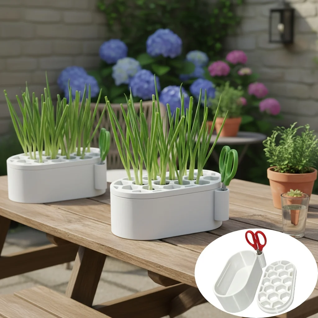 

1pc Multifunctional Hydroponic Pot for Regrowing Scallions And Garlic.It Comes with a Scissor Support Frame for Easy Access