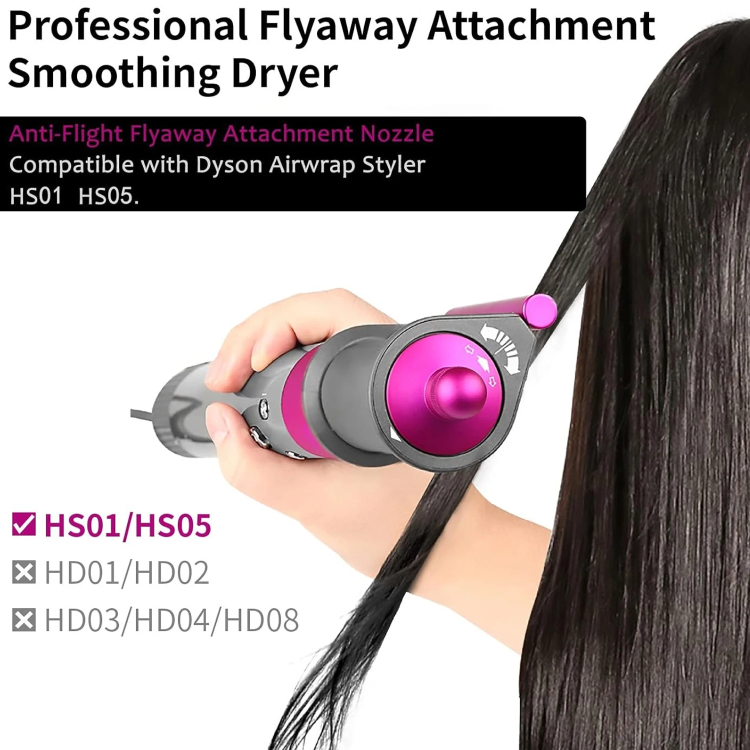 Anti-Flight Flyaway Attachment Nozzle for Dyson Airwrap Smoothing Dryer Accessories for Dyson HS05/01 Straightening Hair Nozzle