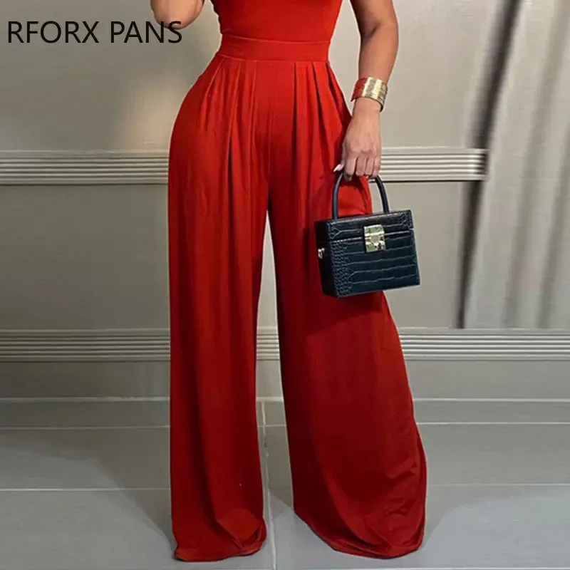 Women Elegant Tank Sleeveless Sexy Formal Straight Leg Working Jumpsuits