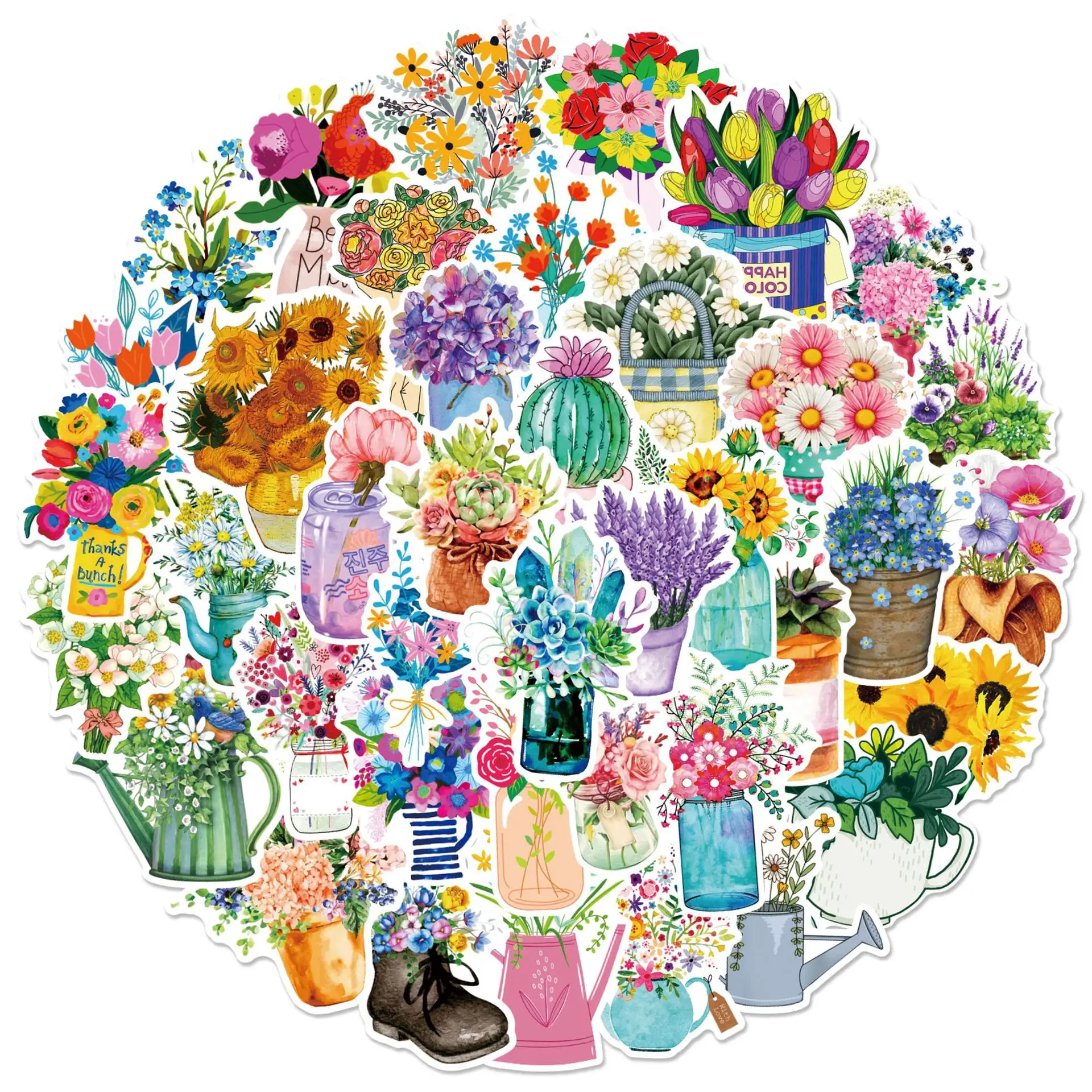 10/30/50Pcs Fresh Flower Waterproof Graffiti Sticker Aesthetic Decorative Luggage Laptop Cup Phone Guitar Scrapbook Kids Sticker