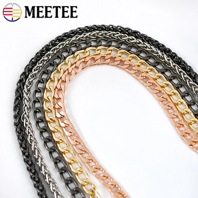 Meetee 100/120cm Metal Purse Chains Bags Strap Replacement Shoulder Crossbody Bag Straps Wallet Handle DIY Handbags Hardware