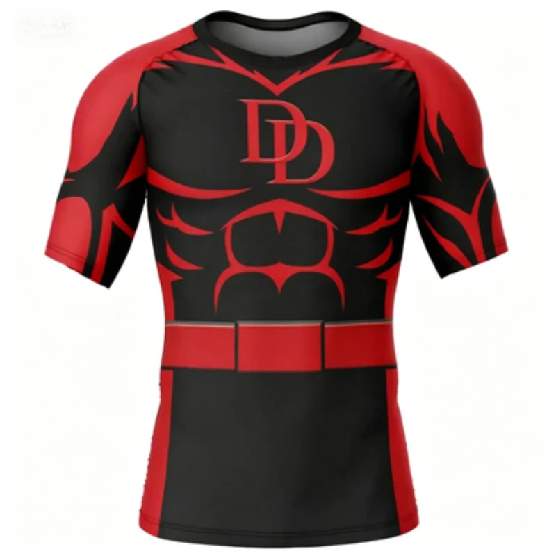 Niche Functional Battle Suit with Black White Red, and Yellow Mecha Styles  Quick Drying Summer Fitness Training Suit