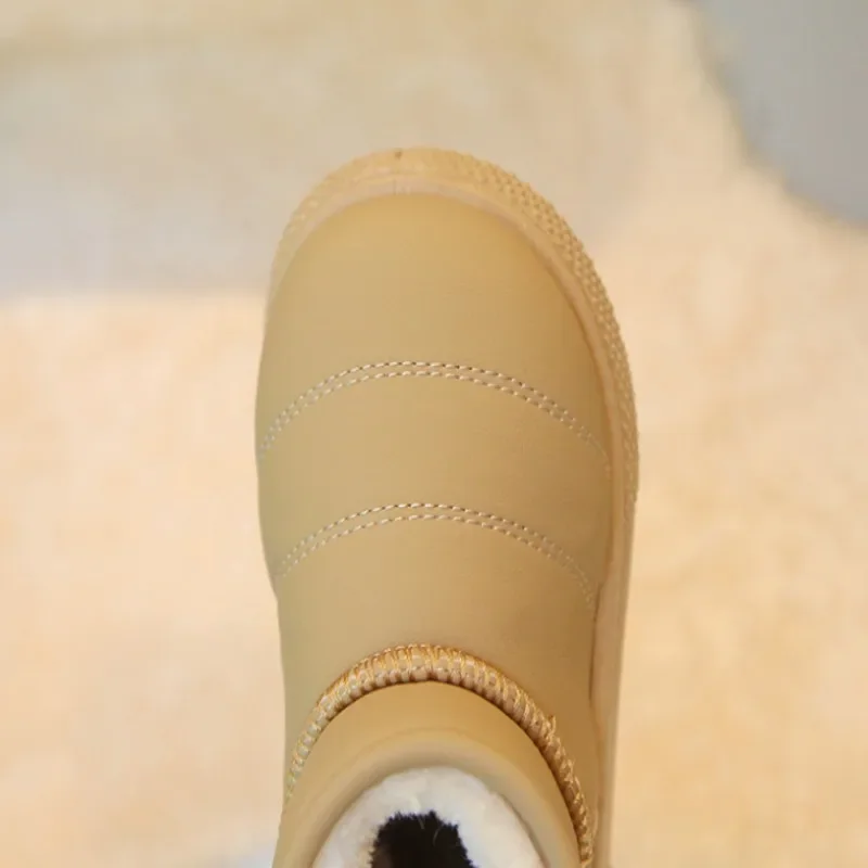 2026 Winter New Boys' Short Boots With Thick Velvet Girls' Cotton Boots Warmth Baby Cotton Shoes Children's Snow Boots 21-30
