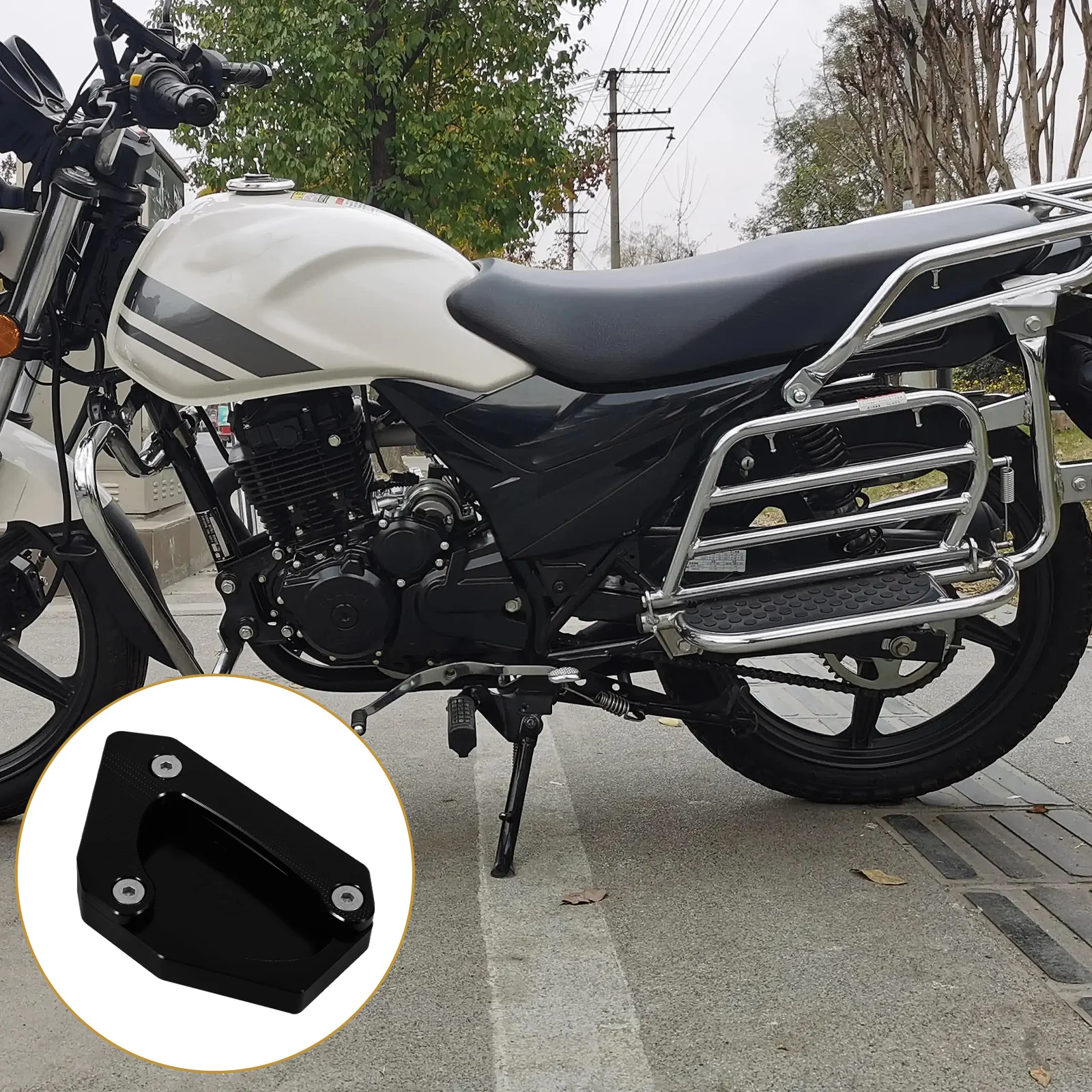 

Motorcycle Kickstand Black Motorbike Kickstand Pads for 650XT DL650 04-20 Parking Mats Accessories