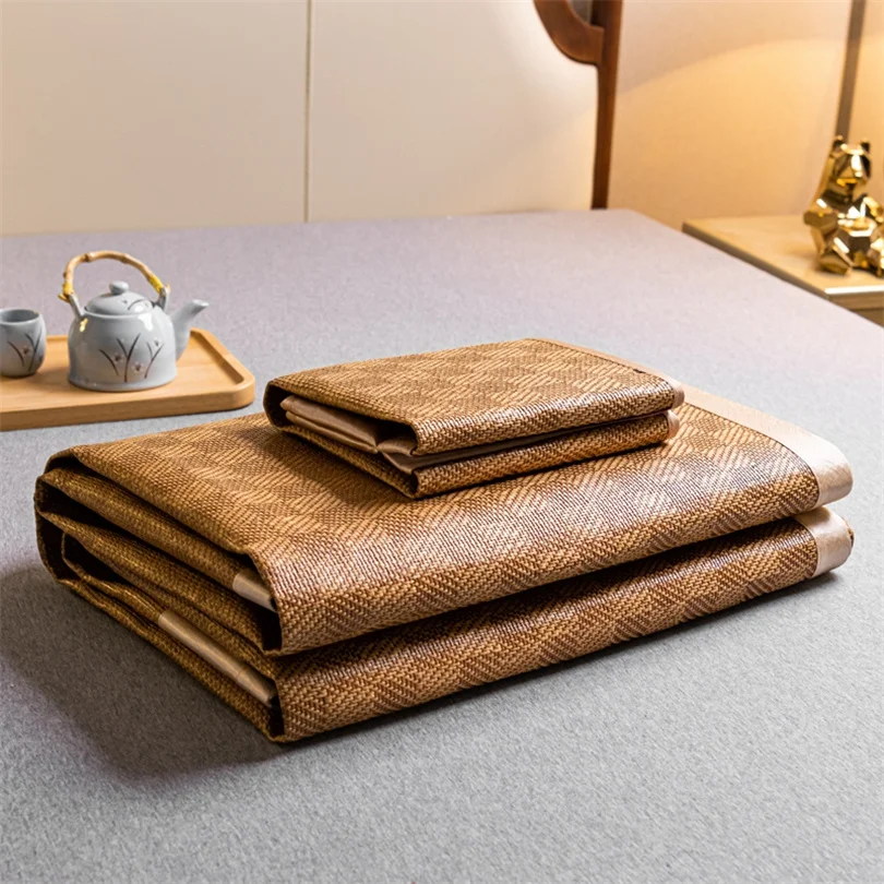 

Cooling Mat Bamboo Summer Mat and Pillowcase Naked Sleeping Mattress Cover Durable Non Slip Ice Silk Comfortable Bed Sheet Set