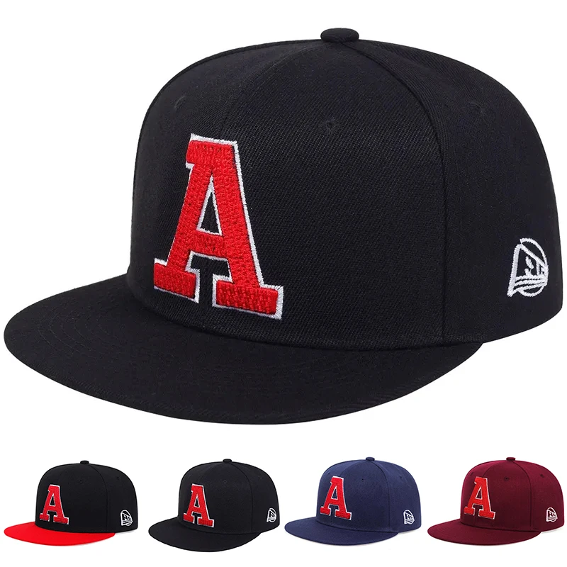 Cappelli hip-hop unisex con ricamo a lettera A Cappelli da baseball casual regolabili per esterni primavera autunno Cappello per protezione solare