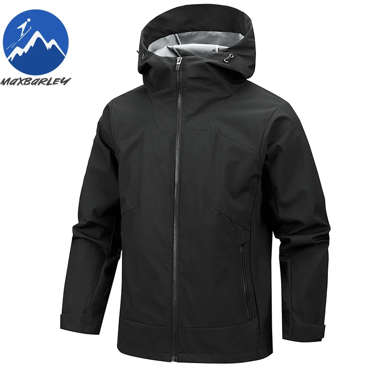 Maxbarley Men Jacket Fashion Hooded Outdoor Mountaineering Lightweight Coat Casual Daily Style Windproof Spring Autumn Garment