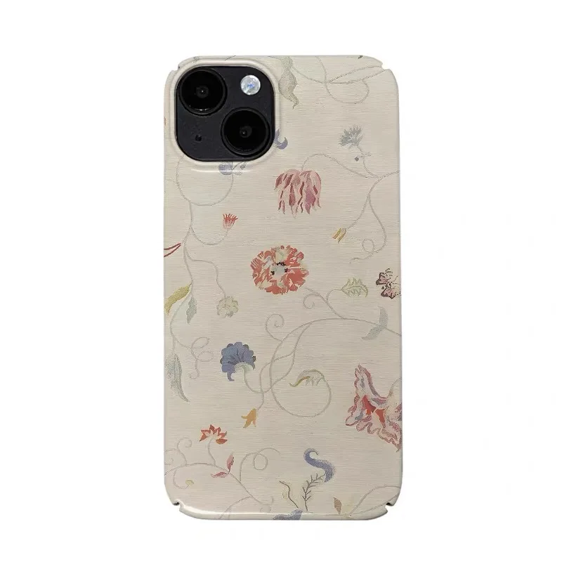 

Light Brown Retro Floral Art Phone Case for IPHONE 17 Air 16E 15 PROMAX 14 Plus 13 12 MINI 11 PRO 16Plus XR Acrylic Phone Cover