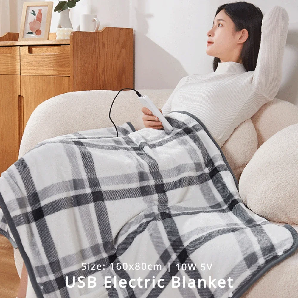 USB Electric Blankets 10W 5V Warm Mat Type C Heating Pat Heated Shawl Single Size 160x80CM Abdominal Thermal Blanket