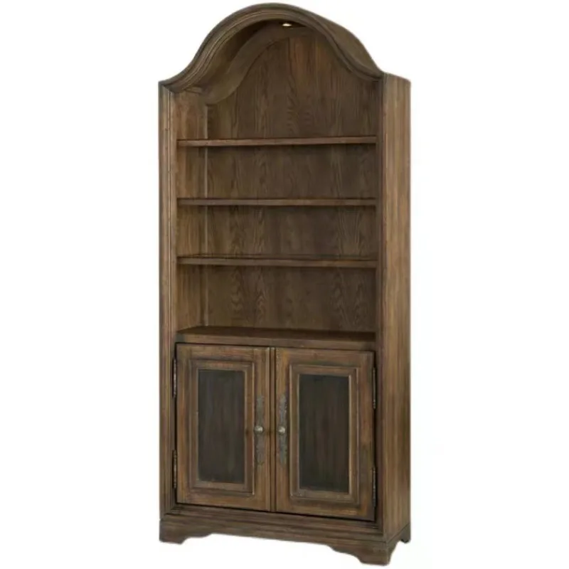 French solid wood furniture, antique solid wood carving flower old bookcase, European solid wood Solana group bookshelf