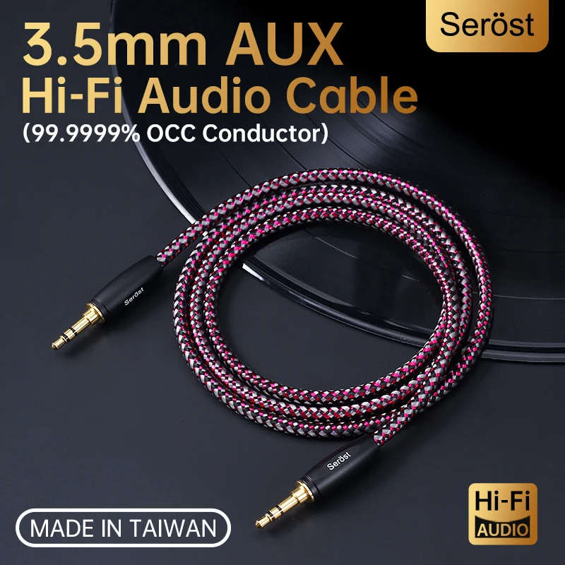 

Аудиокабель Serost HiFi 99.9999% OCC 3.5-3.5 мм AUX для музыкальных плееров, наушников, колонок, автомобильной аудиосистемы, AUX, DAC, DSP