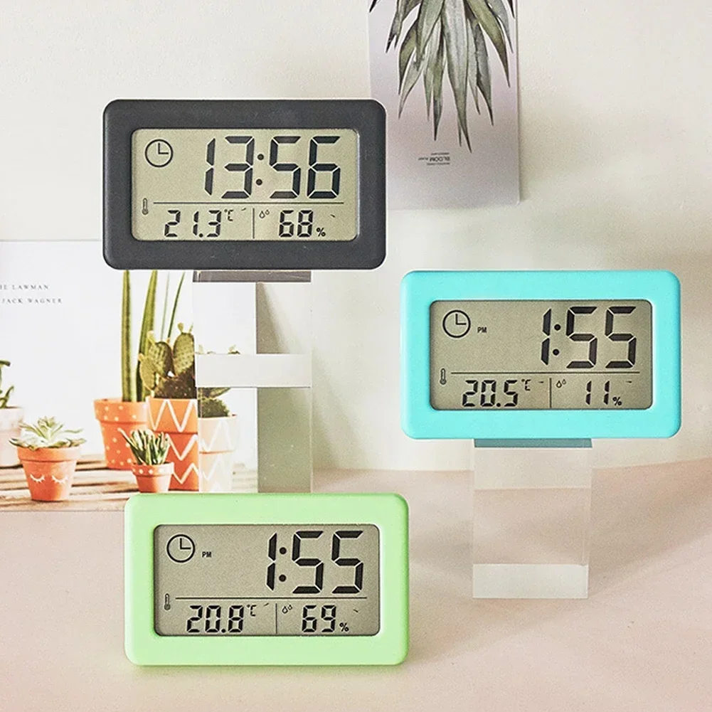 ساعة إلكترونية مكتبية صغيرة LCD للطاولة الرقمية لسطح المكتب والمنزل والمكتب الصامت وساعة عرض الوقت