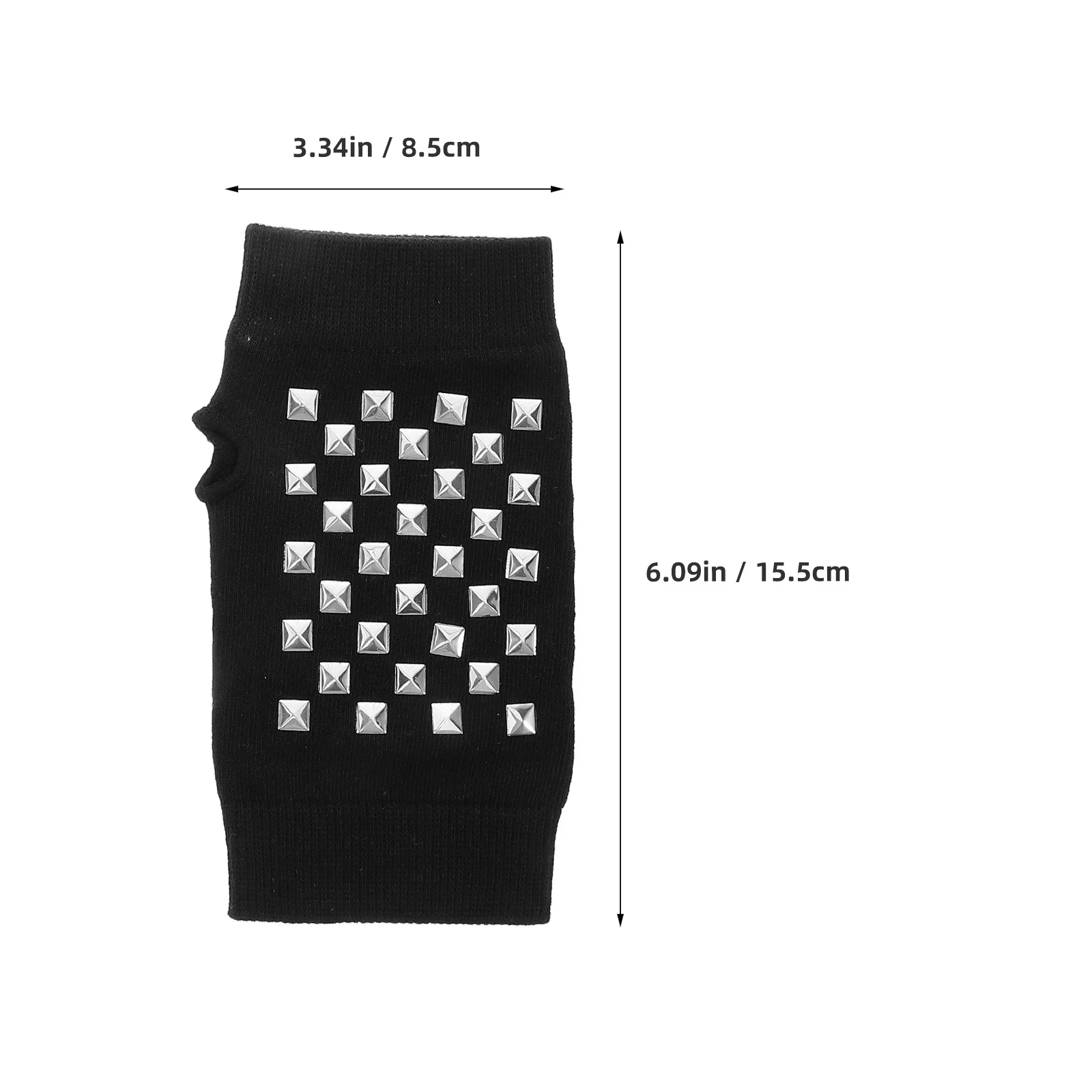 1 زوج أسود محبوك أصابع قفازات للنساء الدافئة نصف اصبع القفازات بحار الرقص التطريز ترصيع لمس متوافق #2