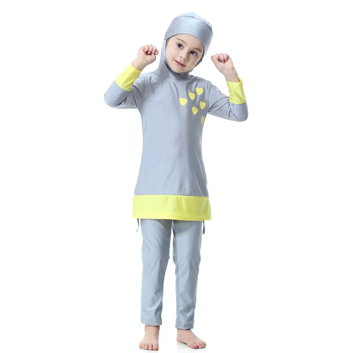Girls Swimwear Baby Swimsuit Long Sleeves Muslim Hijab Islamic Children Arab Islam Beach Wear Kids Bathing Suits Burkinis Black view 4