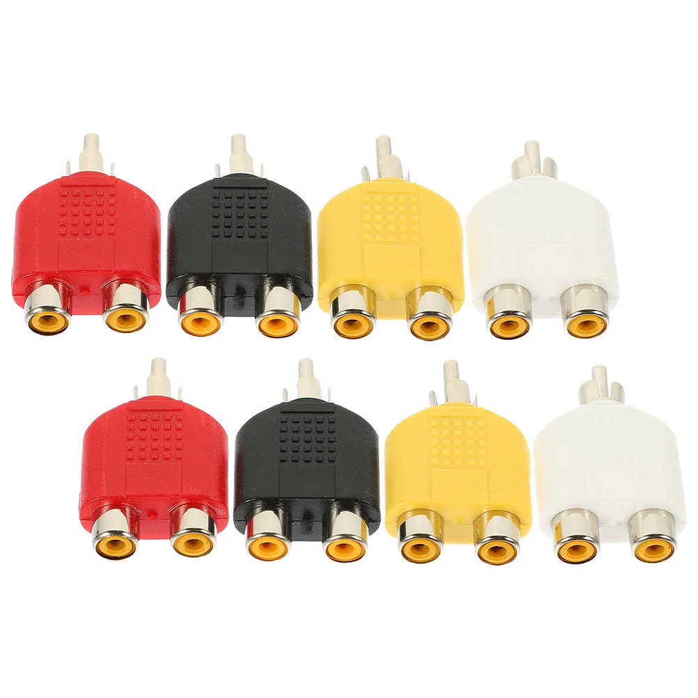 8 Pcs Audio Splitter RCA Y-Adapter Speaker Subwoofer Converter Stereo Male 2 Female