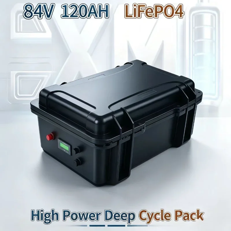 84V 120Ah LiFePO4 Battery Pack, Built-in 100A BMS, 8000W-16000W High Power Output, Deep Cycle Lithium Iron Phosphate Rechargeabl