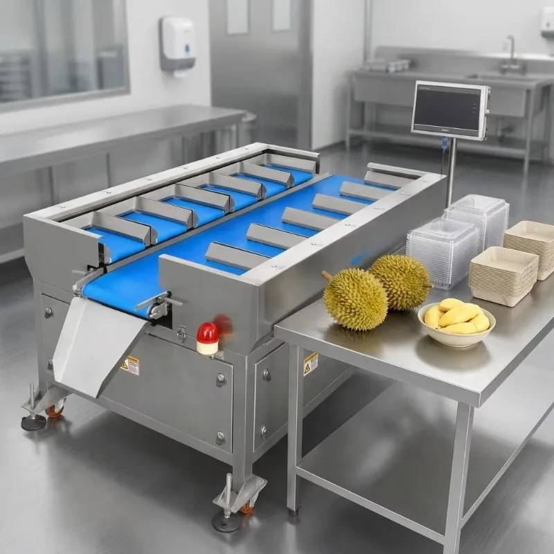 Factory Price 12/14 Heads Belt Conveyor Weigher Multihead Combination Weigher for Fresh or Dry Durian Customized