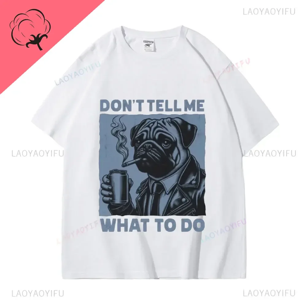 Funny Pug Memes Pet Enthusiast Gift Short sleeved T-shirt Men's and Women's Fashion Retro Extra Large T-shirt 100%Cotton Print