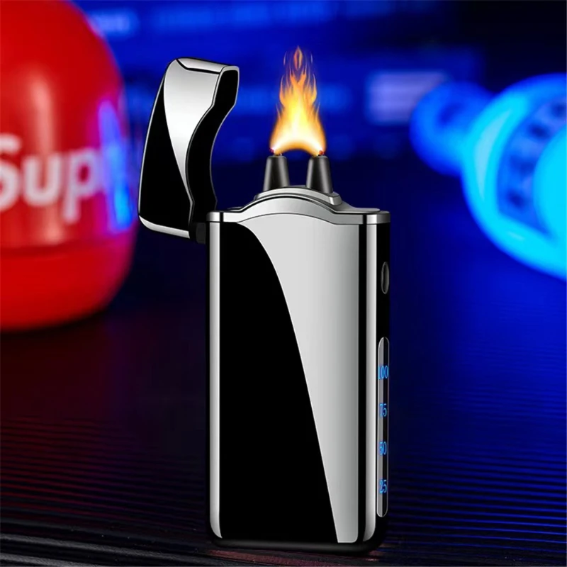 Strong Arc Flame USB Charging Windproof Lighter Metal Press Ignition Smokeless Plasma Lighter High end Gift Smoking Tool