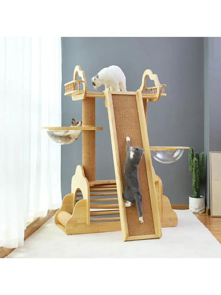 Large Cat Climbing Frame Cat Litter Cat Tree Solid Wood Cat Climbing Frame Cat Sisal Scratching Board Cat Crawling Furniture