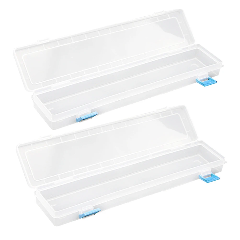 

2 Pcs Plastic Pen Box Practical Pencil Container Stationery Boys and Girls Case