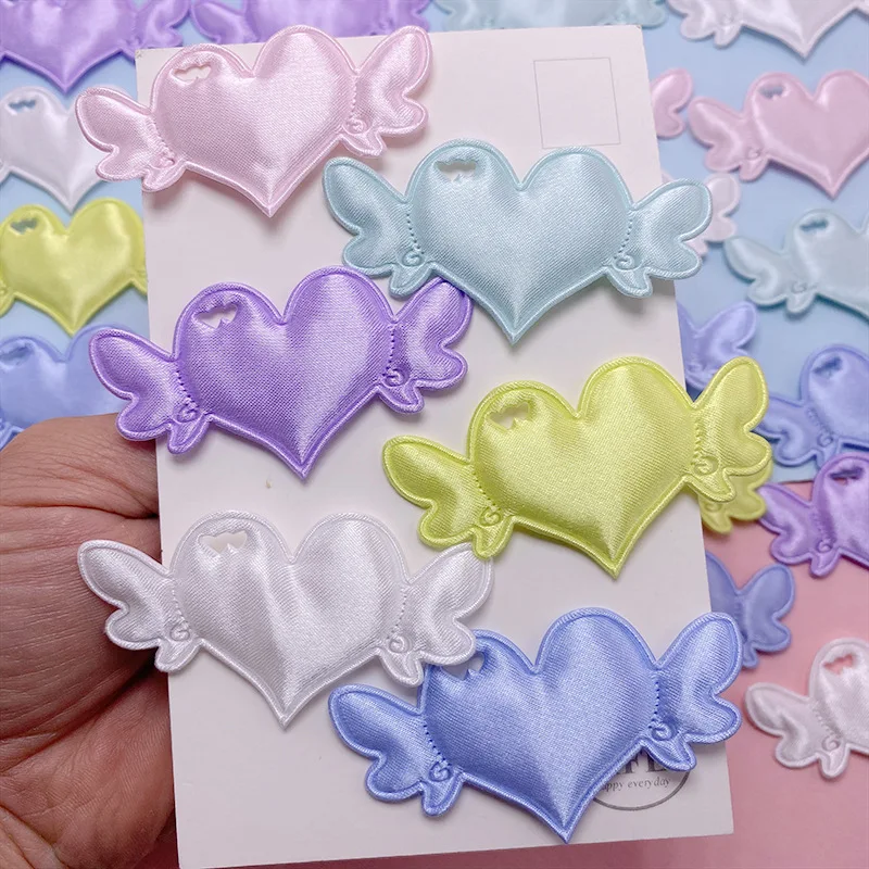50 Stück 7*3,8CM Doppelseitige Herz-Engelsflügel-Applikationen für DIY Haarspangen-Zubehör, Kleidung, Kopfbedeckungen, Taschendekoration, Aufnäher – Detail 1