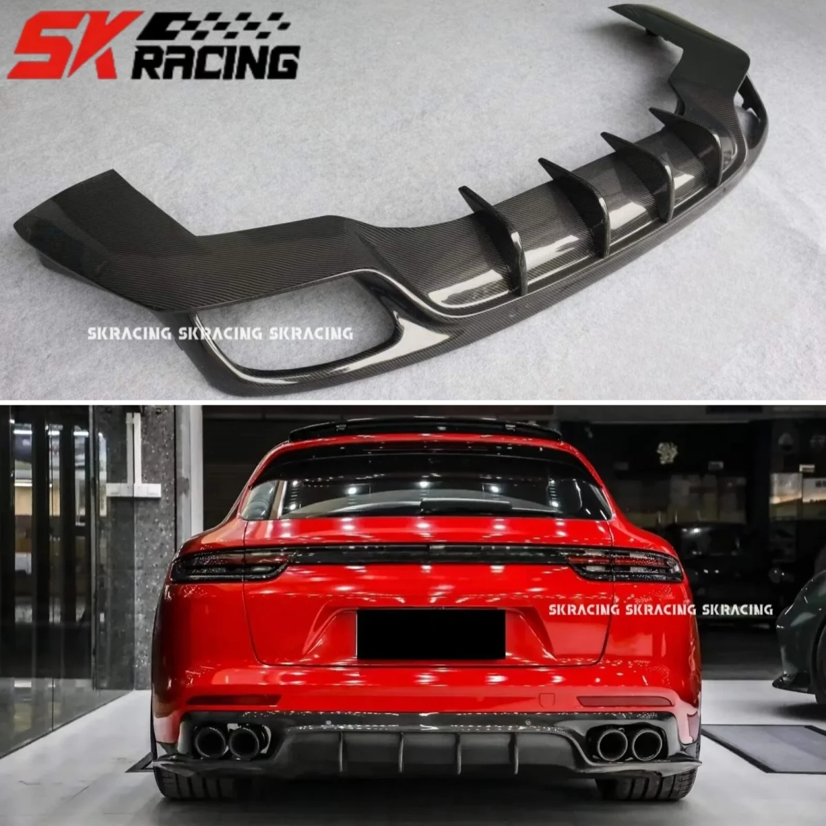 Diffuser Bumper bibir belakang serat karbon asli Bodykit eksterior cocok untuk Porsche Panamera 971 Aksesori Mobil Bodykit trim