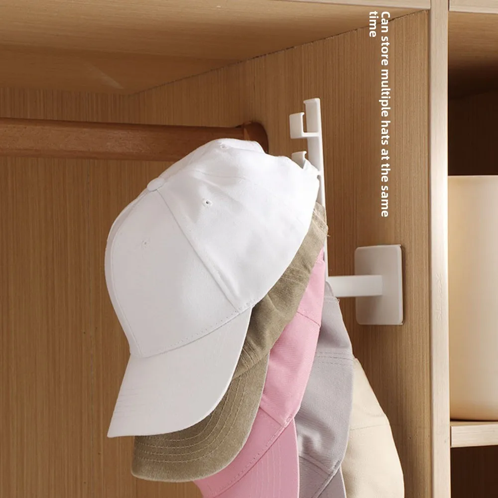 1pc wall mounted non perforated baseball cap hook, smooth and burr free, 6-hook design, multifunctional storage image 4