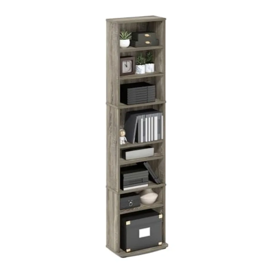 Jaya DVD Shelf 8-Tier Tall Narrow CD Rack Media Shelf with Adjustable Shelves DVD Storage Cabinets for CD Blueray Game Disc Eas