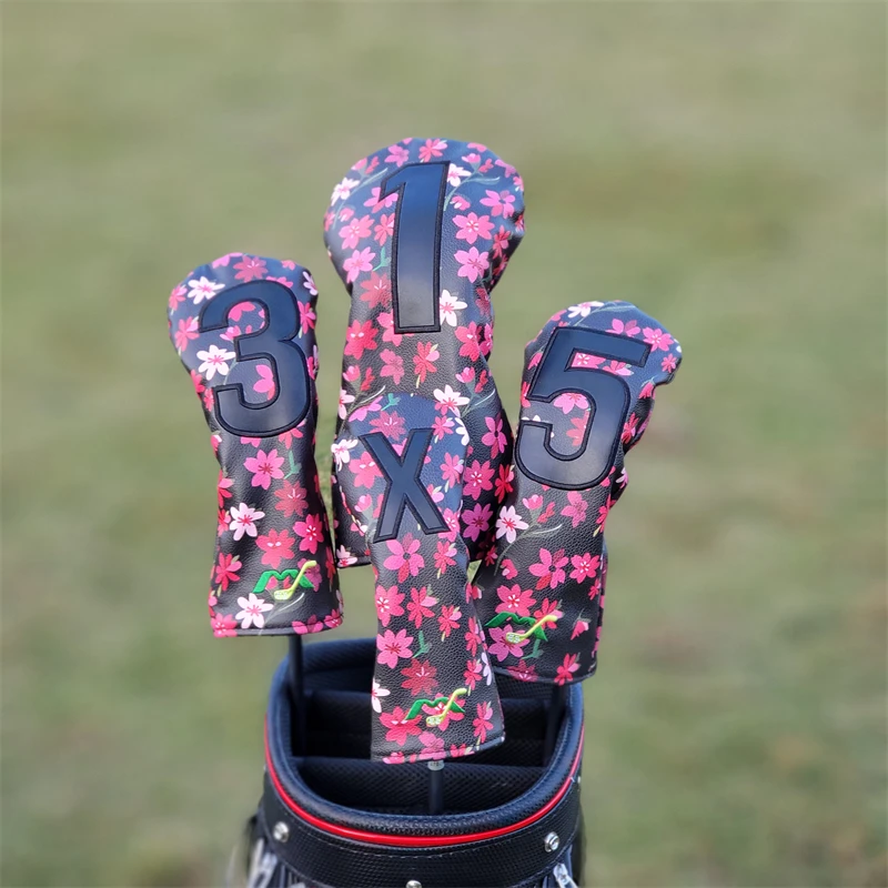 Pink cherry blossoms Golf club cover Golf Hybrid Head Covers for Driver Hybrid Golfer Equipment