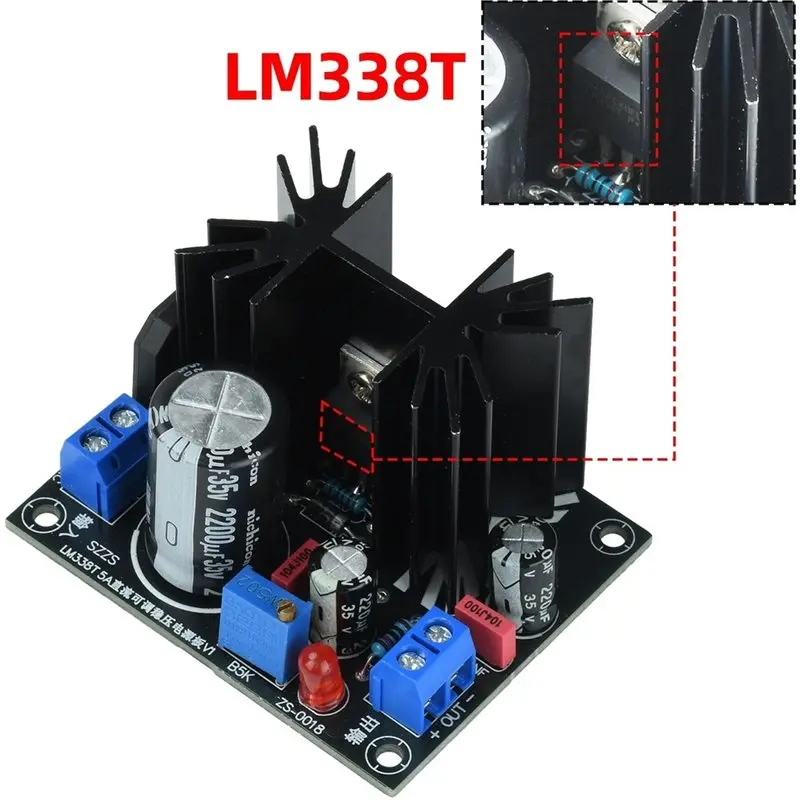 LM338T 5A High-Current Linear Adjustable Voltage Regulator Module
