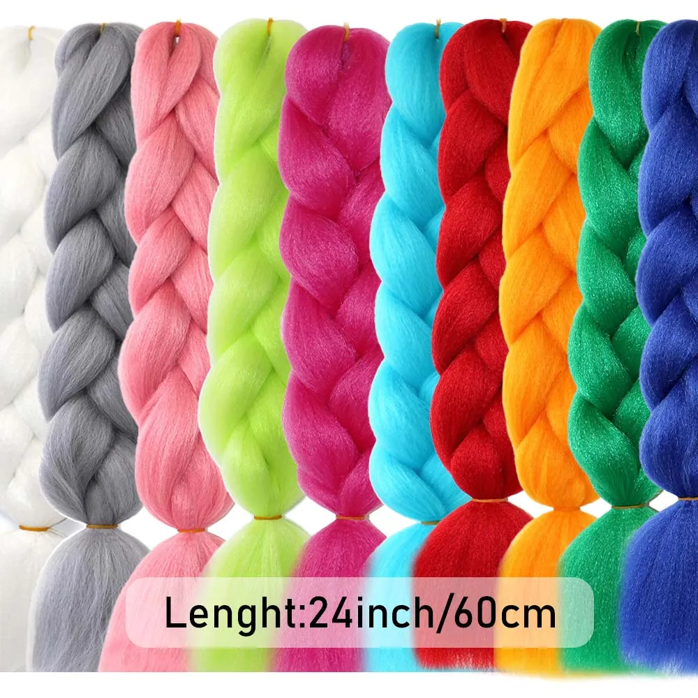 5 Packs Colored Braiding Hair Extension 24 " Synthetic Pre Stretched Yaki Ez braid Profession Jumbo Braiding Hair for Braids image 5