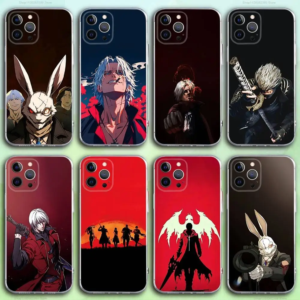 D-Devil May Game Cry Phone Case For iPhone 16,15,14,13,12,11 Pro,Max,Plus,X,XS,XR,SE4,E Mini Transparent Soft Cover