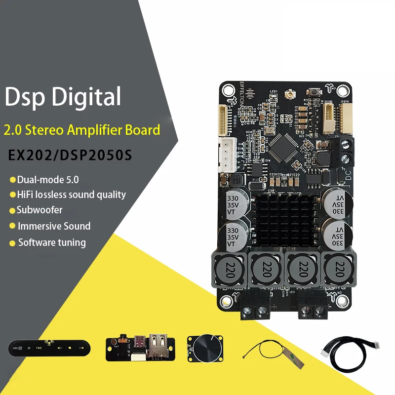 HiFi Audio Bluetooth 5.0 DSP Digital Amplifier Board 2.0 Stereo TWS 50Wx2 30Wx2