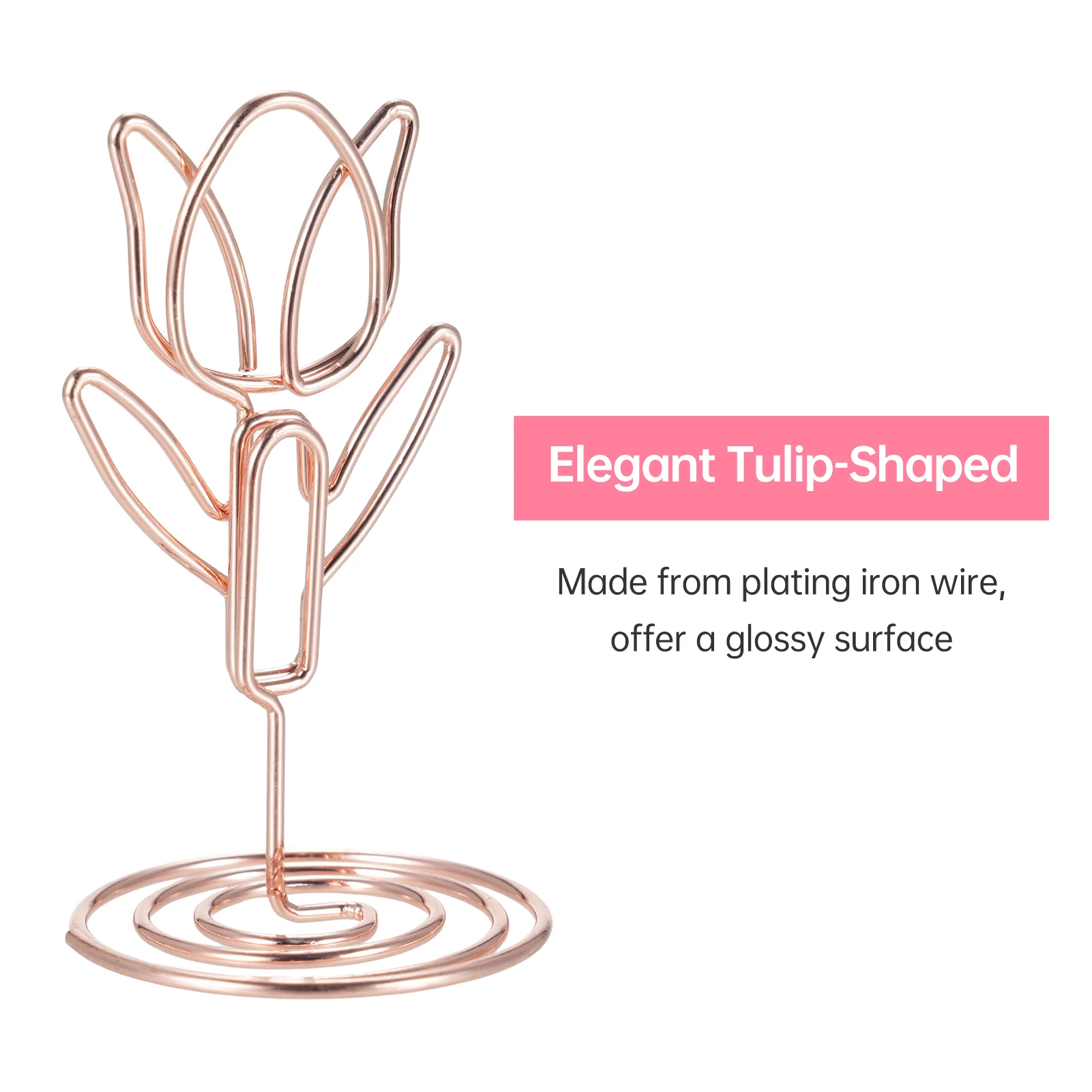20 Pcs Table Number Holder Photo Clips Tulip Shaped Sign Stand Name Card for Centerpieces Wedding Birthday Party Home Decoration