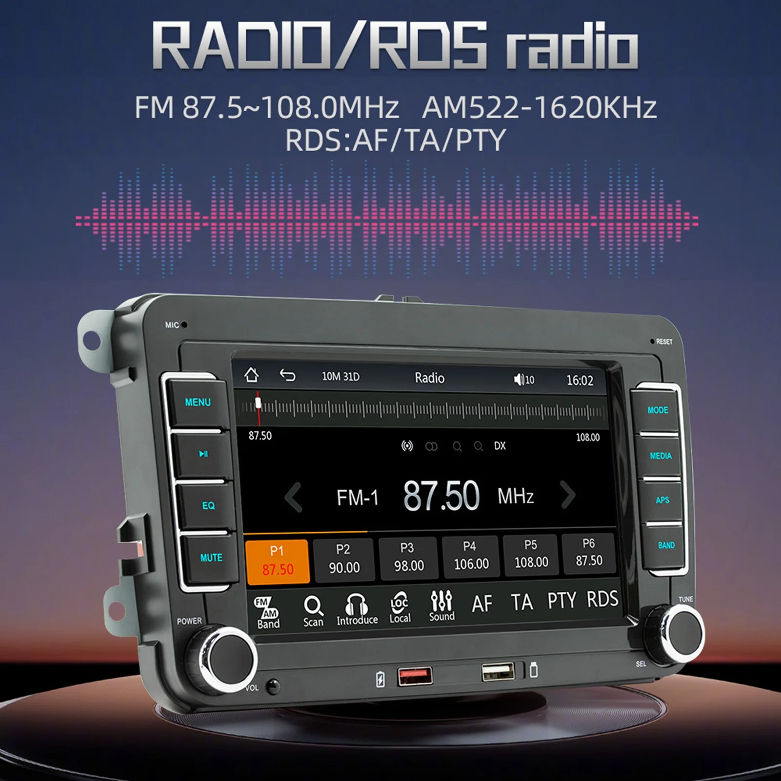 

7 Inch Car Stereo MP5 Player Touchcreen BT AM/FM Radio Receiver with Android Auto Carplay Support Hands-Free Calling USB Charge