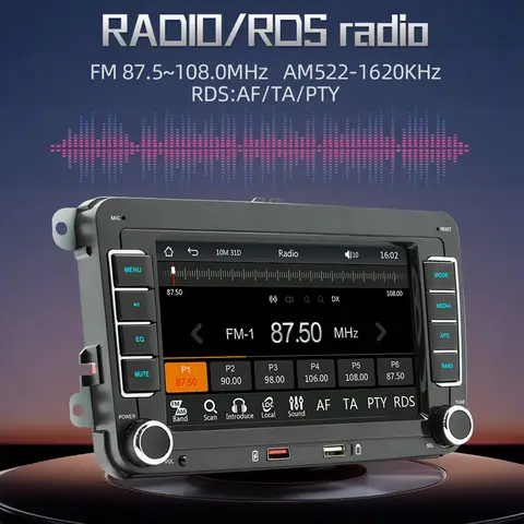 7인치 차량용 스테레오 MP5 플레이어 터치스크린 BT AM/FM 라디오 수신기 안드로이드 오토 카플레이 지원 핸즈프리 통화 USB 충전