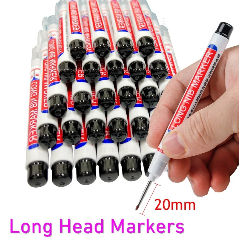 Haile 6pcs/set Permanent Oily White Marker Pens Long Head Multi-purpose Woodworking Decoration Deep Hole Paint Markers Pen