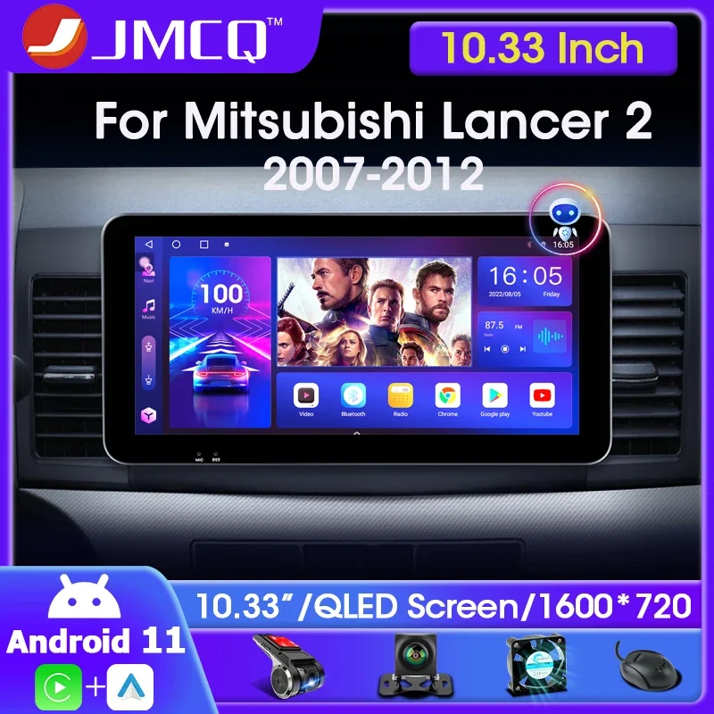 

JMCQ 10.33" Android 11 Car Radio Multimedia Vedio Player For Mitsubishi Lancer 2 2007-2012 4G 2din QLED Carplay Navigation DVD