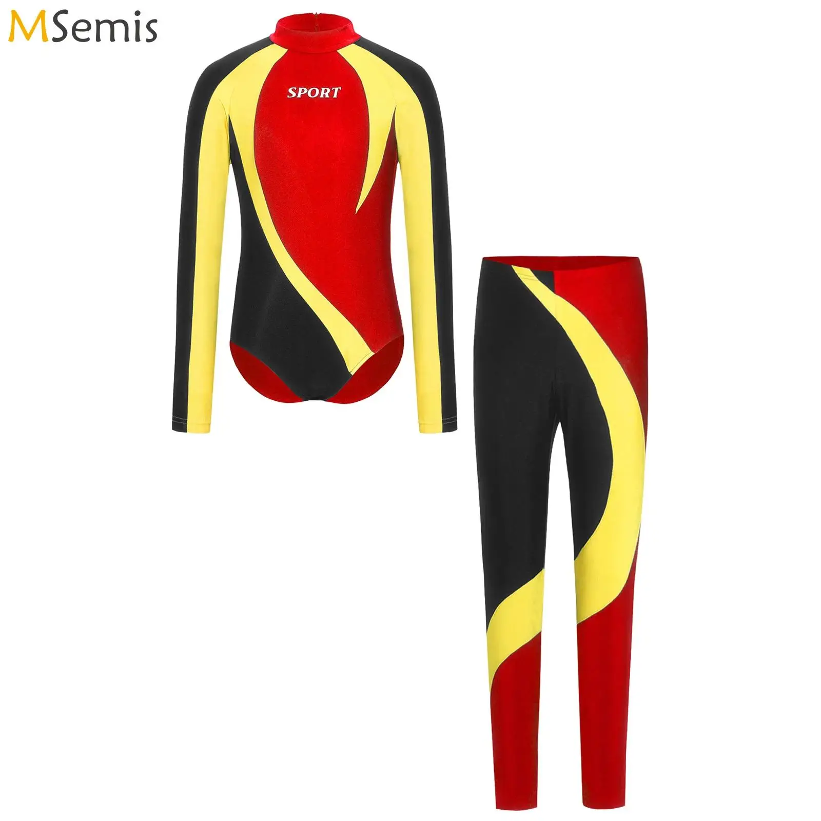 أطفال بنين الجمباز الباليه الرقص الزي طويلة الأكمام قابلة للفتح المنشعب يوتار ارتداءها و طماق ملابس رياضية Rashguard مجموعة #1