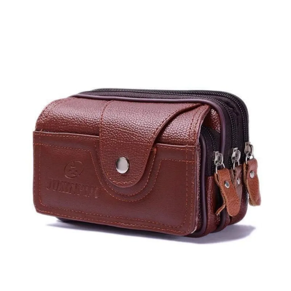 Fashion PU Leather Vintage Waist Pack Multi-Function Small Phone Coin Bag Unisex Outdoor Sports Bag Belt Wallet Men Women