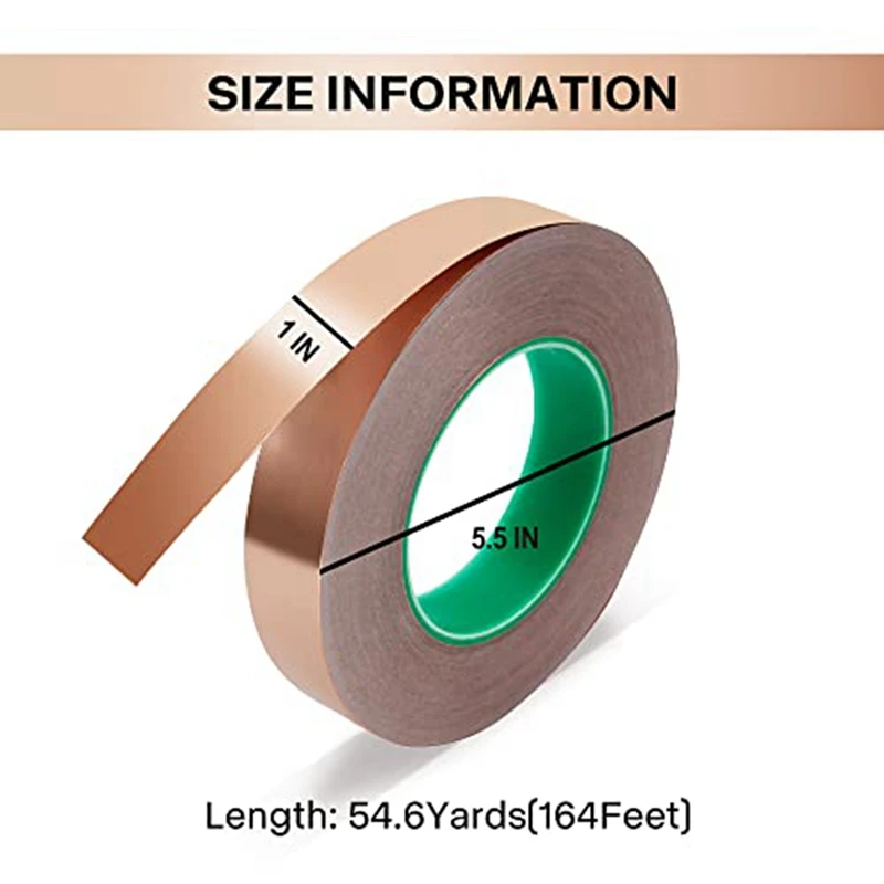 1 PCS Copper Foil Tape 1 Inches X 164 Feet For EMI & Guitar Shielding, Arts & Crafts