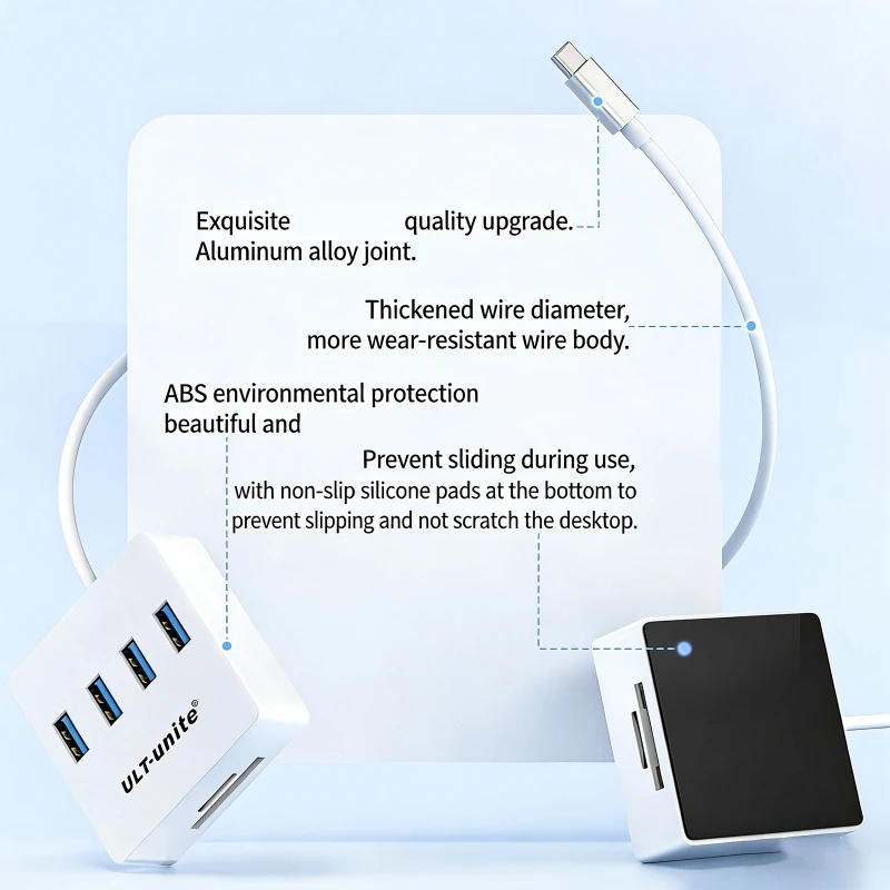 

Портативный разветвитель USB C на USB, включающий 4 интерфейса USB3.0. Кардридеры с двумя разъемами 3,5 мм. Plug and Play 896C