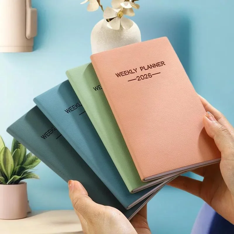 Agenda giornaliera formato A6 2026 da 1 pezzo, calendario in pelle a colori Morandi, 64 fogli, calendario settimanale sottile da 128 pagine