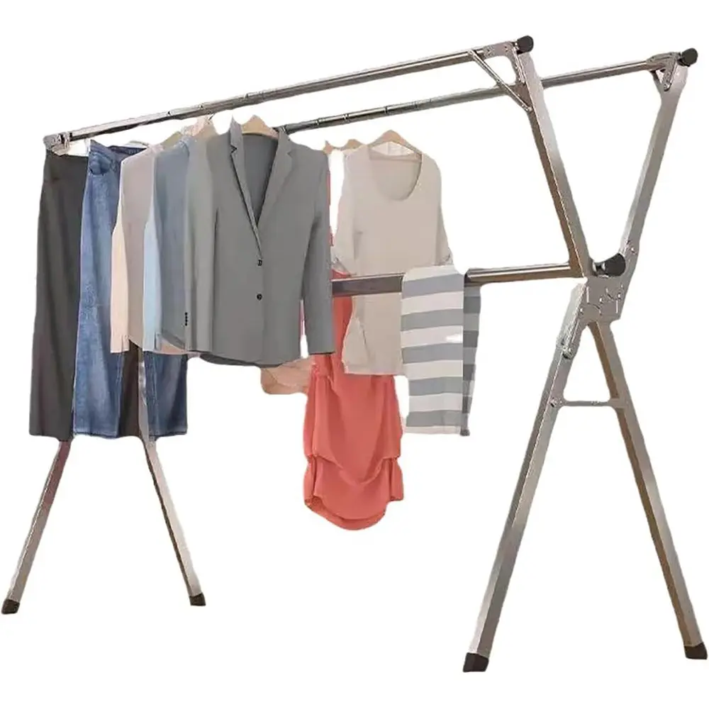 

Регулируемая складная вешалка для белья, нержавеющая сталь, для внутреннего и наружного использования, портативная подставка для сушки одежды