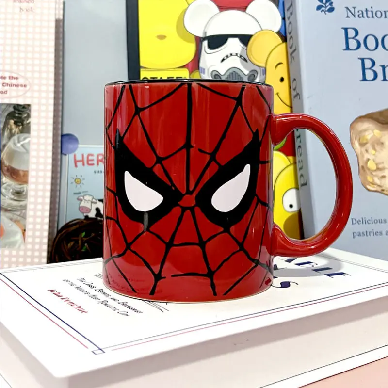 

Spider Man Water Cup Marvel Anime Cool Cartoon Character Red Ceramic Coffee Milk Mug Practical Office Home Use Birthday Gifts