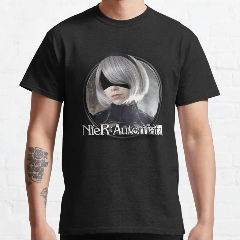 

Nutop motone 80s vintage 2B Nier Automata Simple Anime video game gift T shirt for man Large size Tops 100% cottonprint clothes